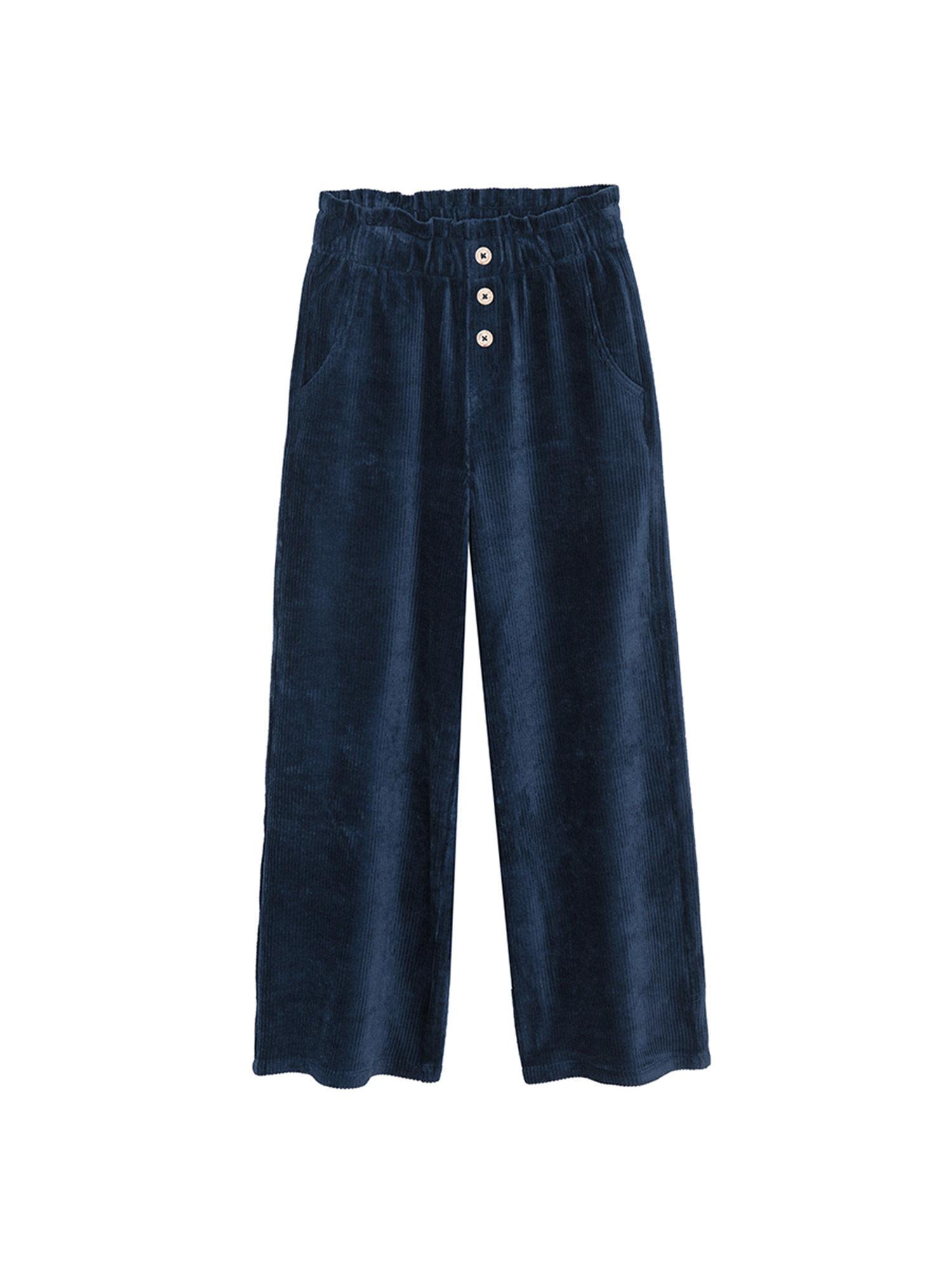 smyk girl navy blue woven trousers