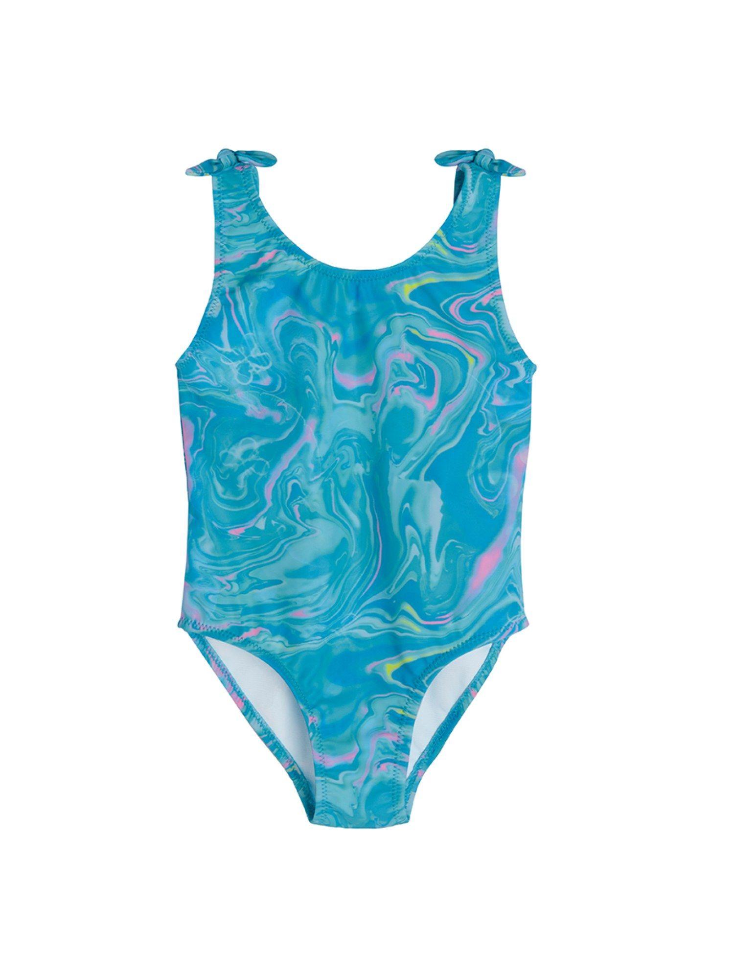 smyk girls blue printed swimsuit