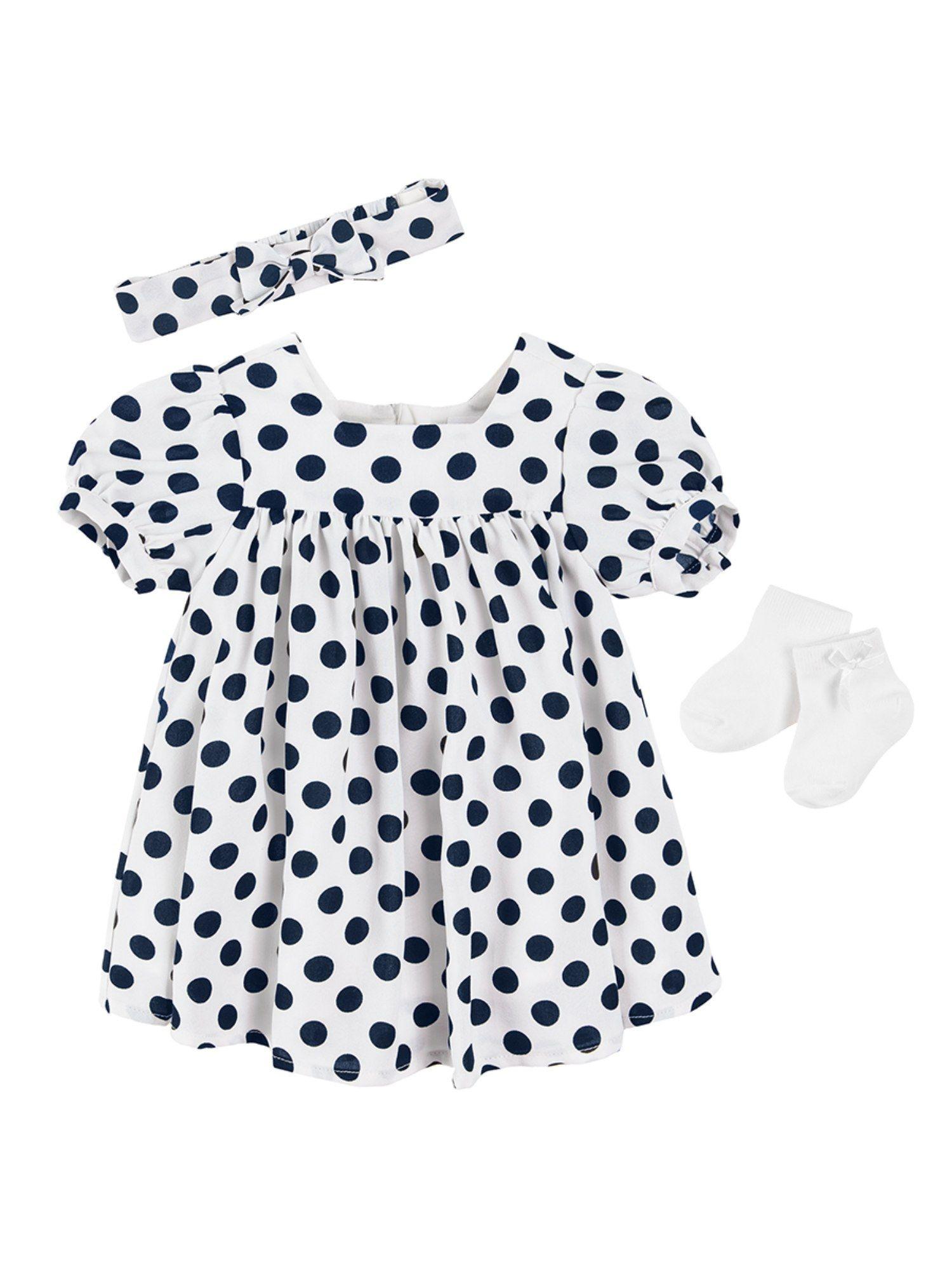 smyk girls multi-color polka dots dress (set of 3)