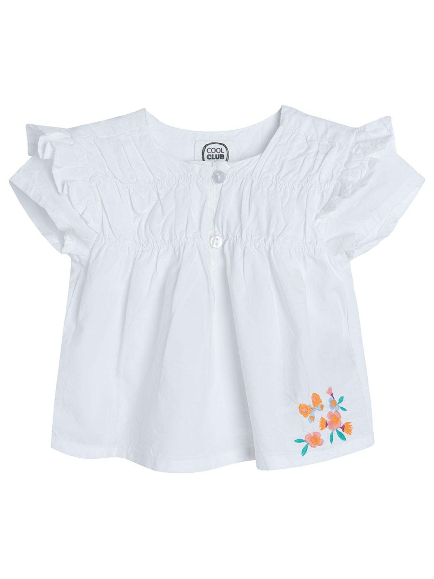 smyk girls off white embroidery top