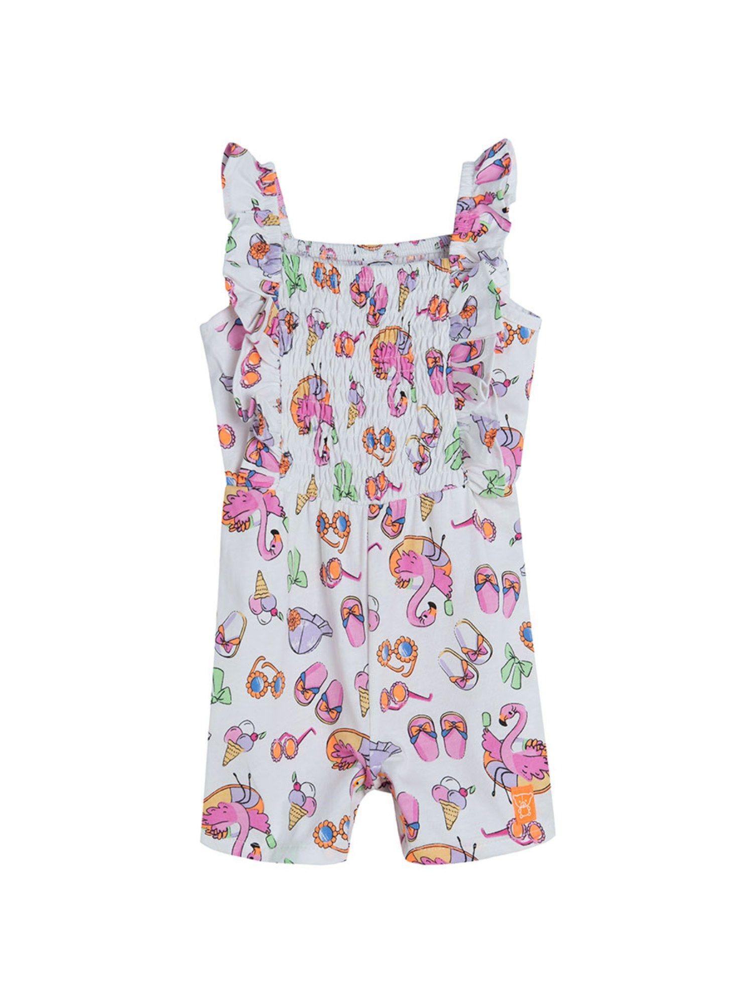 smyk girls off white printed rompers