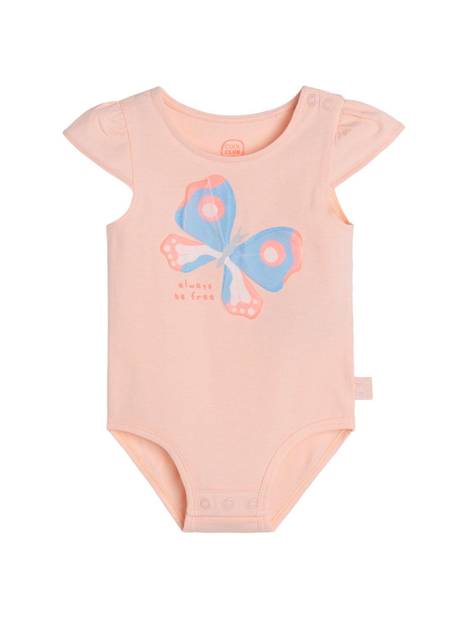 smyk girls pink printed bodysuit