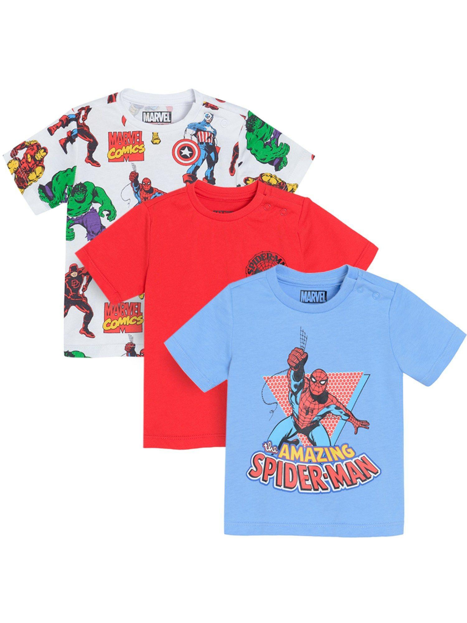 smyk spider-man boys multi-color printed t-shirts (pack of 3)