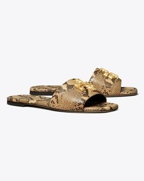 snake-embossed eleanor slides