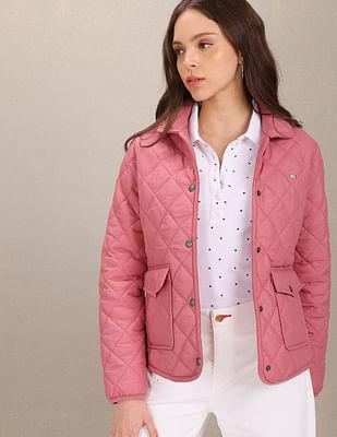 snap button closure solid padded jacket