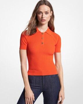 snap front polo top