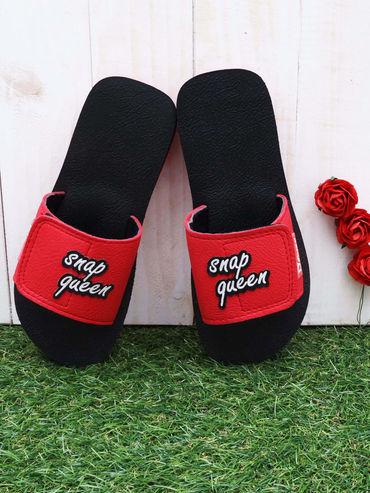 snap queen applique slippers for girls red & blue