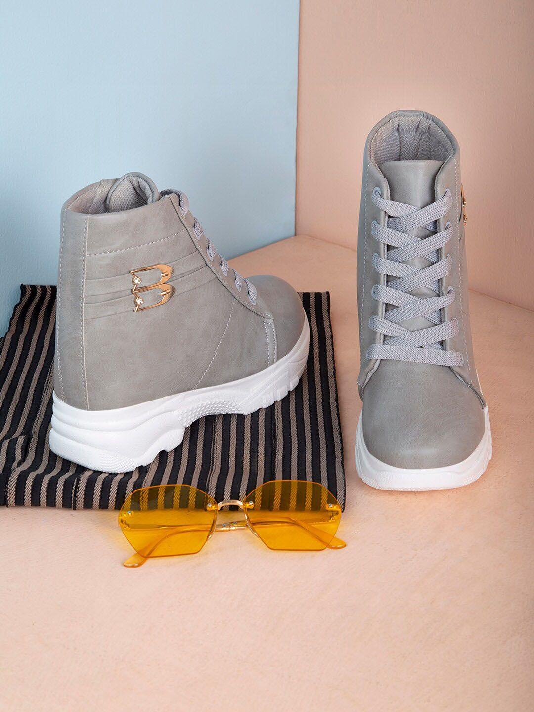 sneakers villa women grey high-top casual sneakers