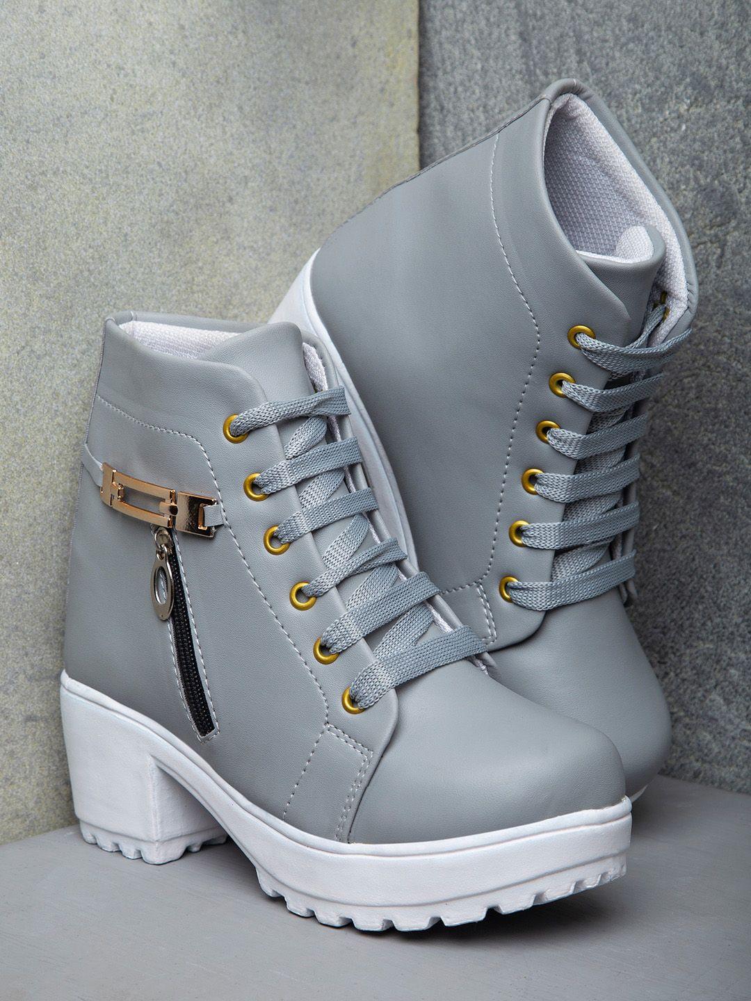 sneakers villa women grey high-top sneakers