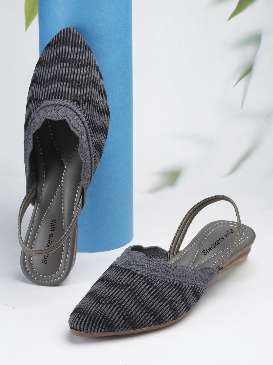 sneakers villa women grey striped mules with bows flats