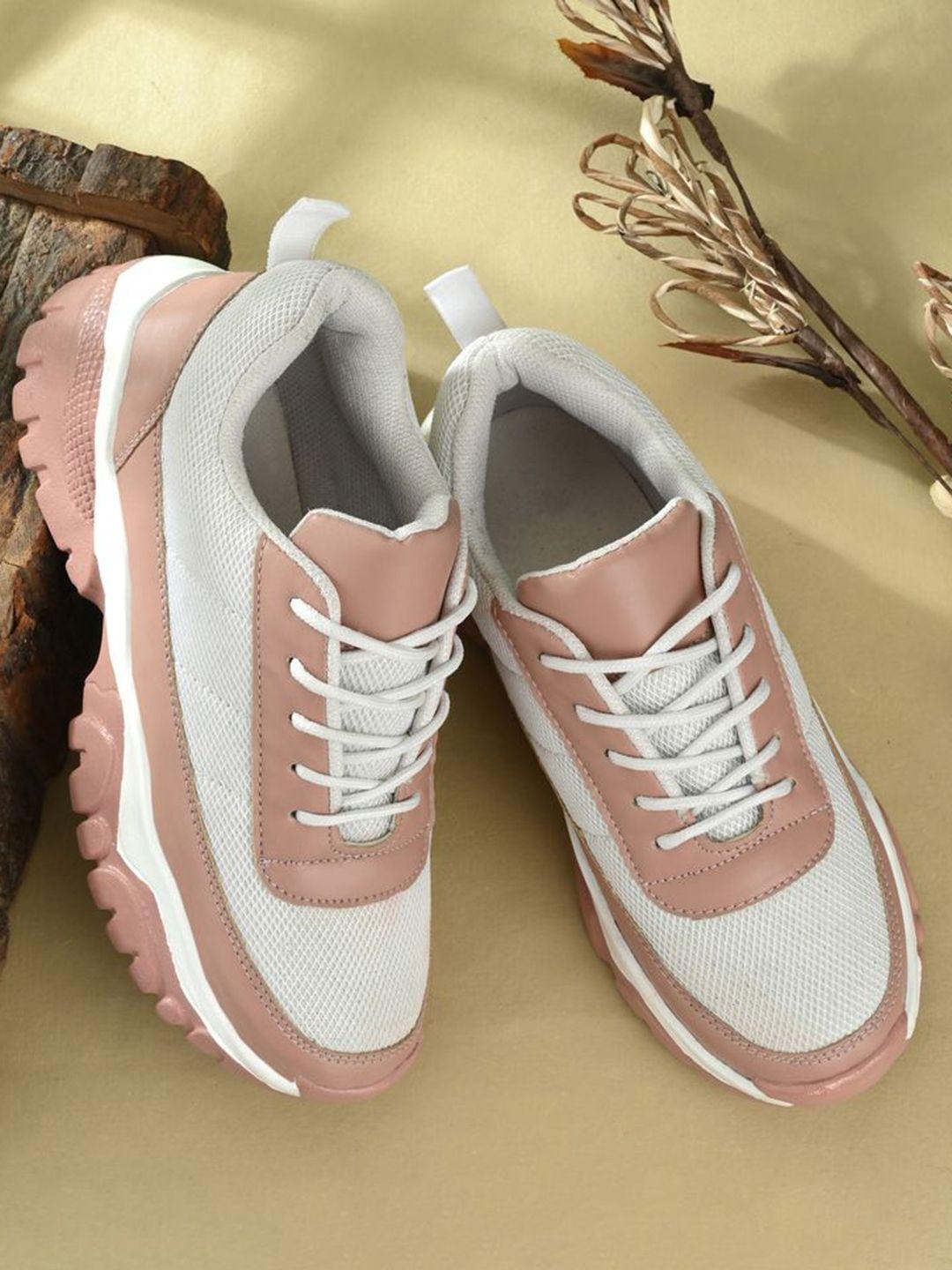 sneakers villa women peach-coloured colourblocked sneakers