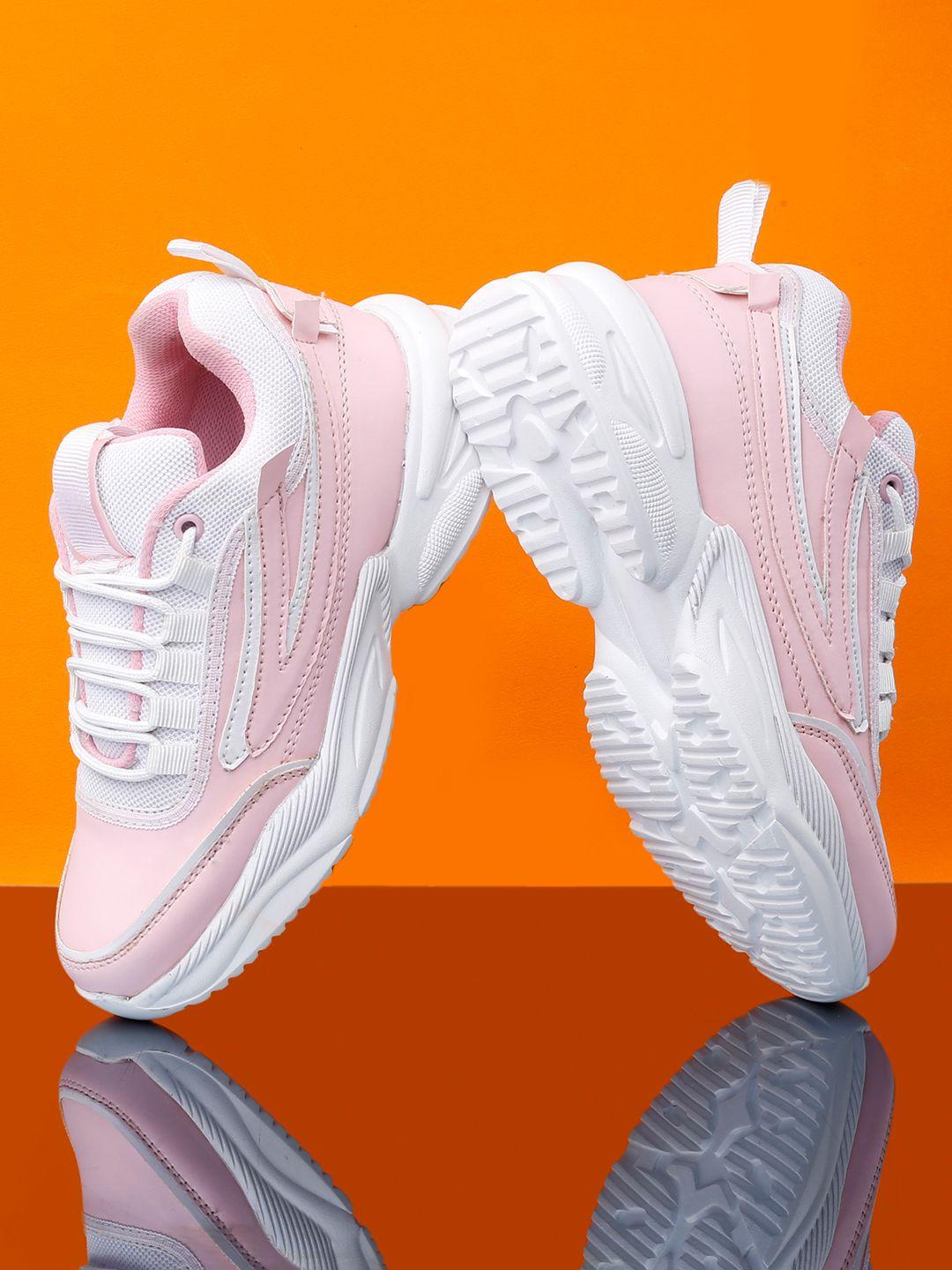 sneakers villa women pink colourblocked sneaker casual shoes