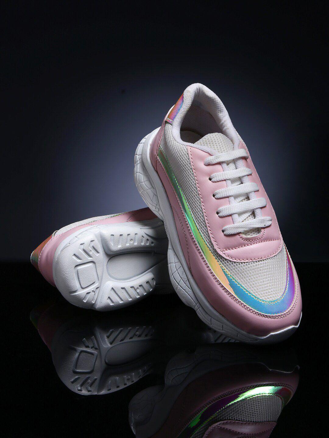 sneakers villa women pink colourblocked sneakers