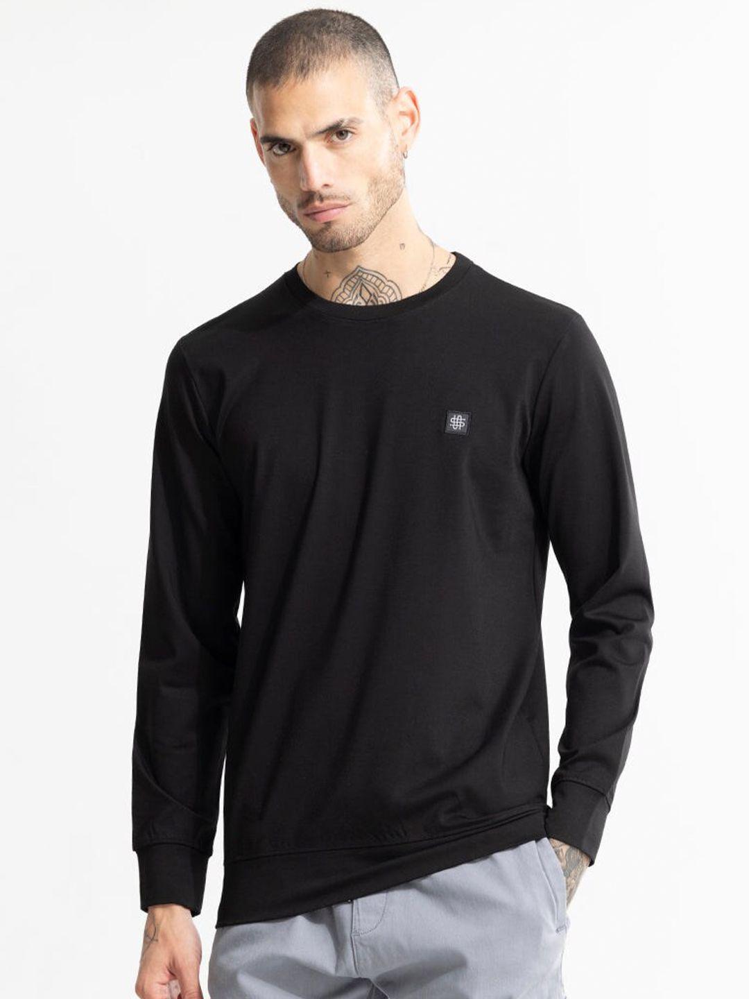 snitch black round neck long sleeves pullover