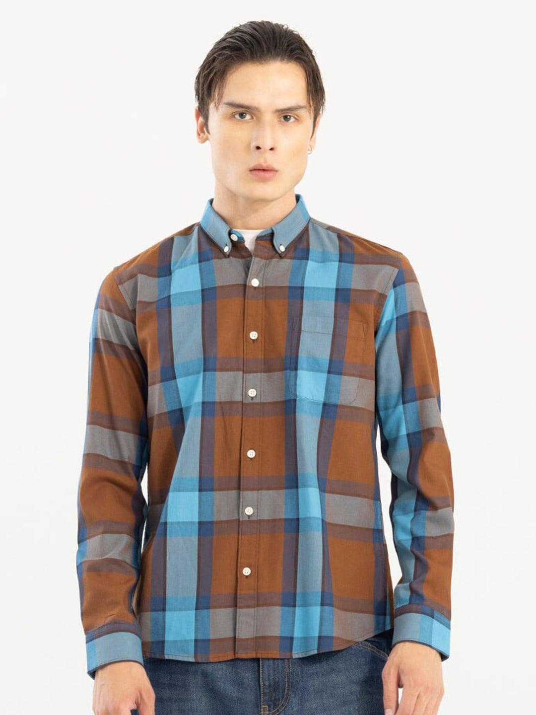 snitch checked cotton casual shirt