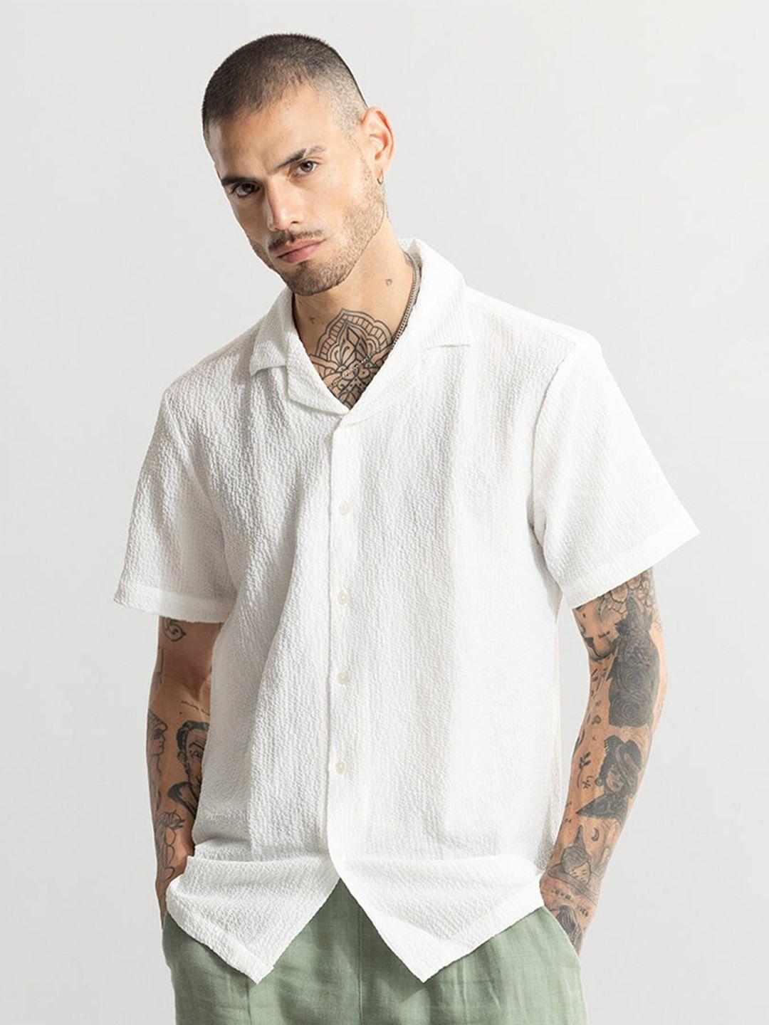 snitch classic fit oversized fit cuban collar self design casual shirt