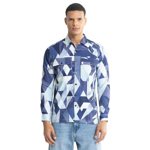 snitch blue geometric jacket