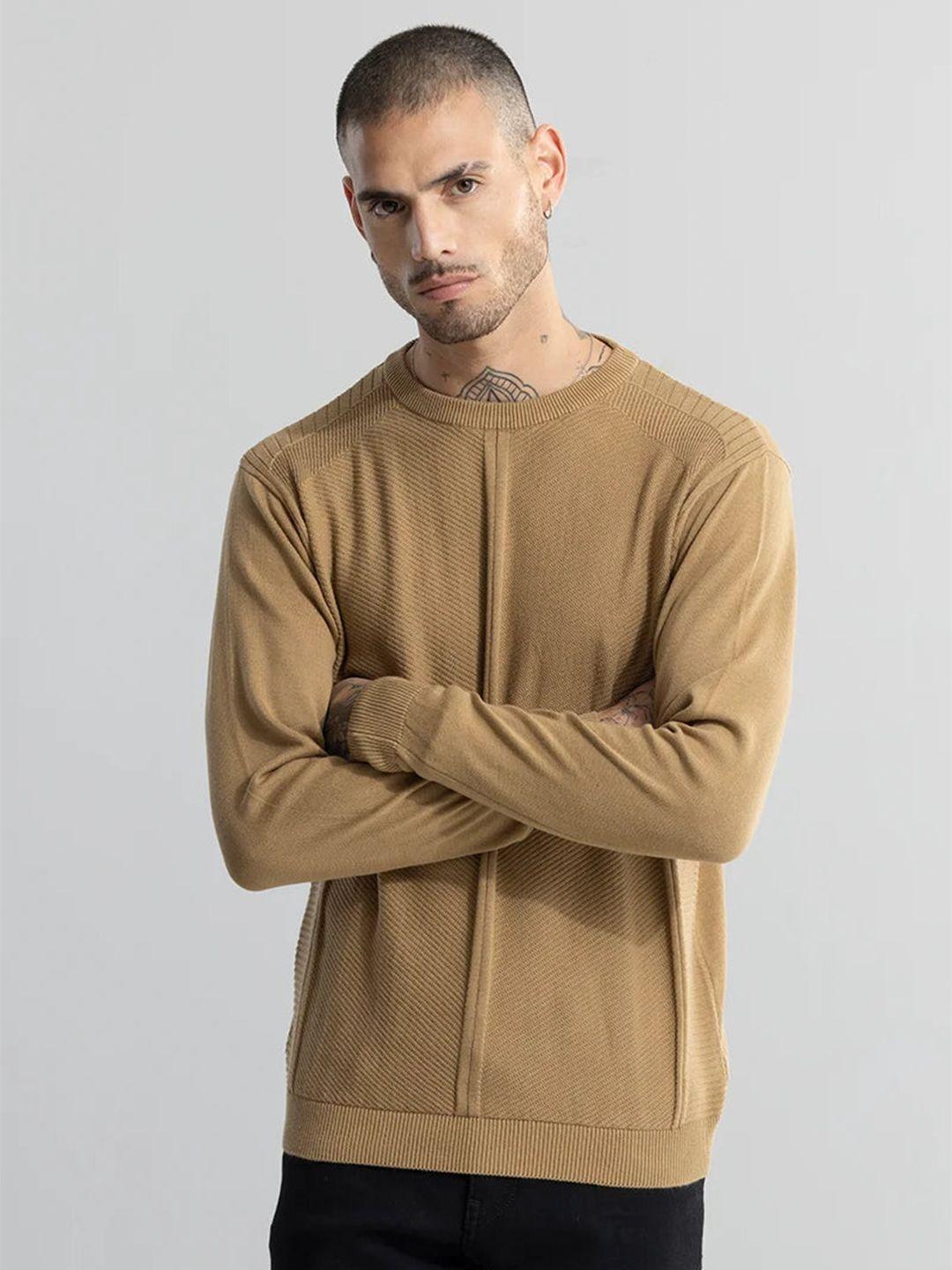 snitch brown cable knit pullover sweater