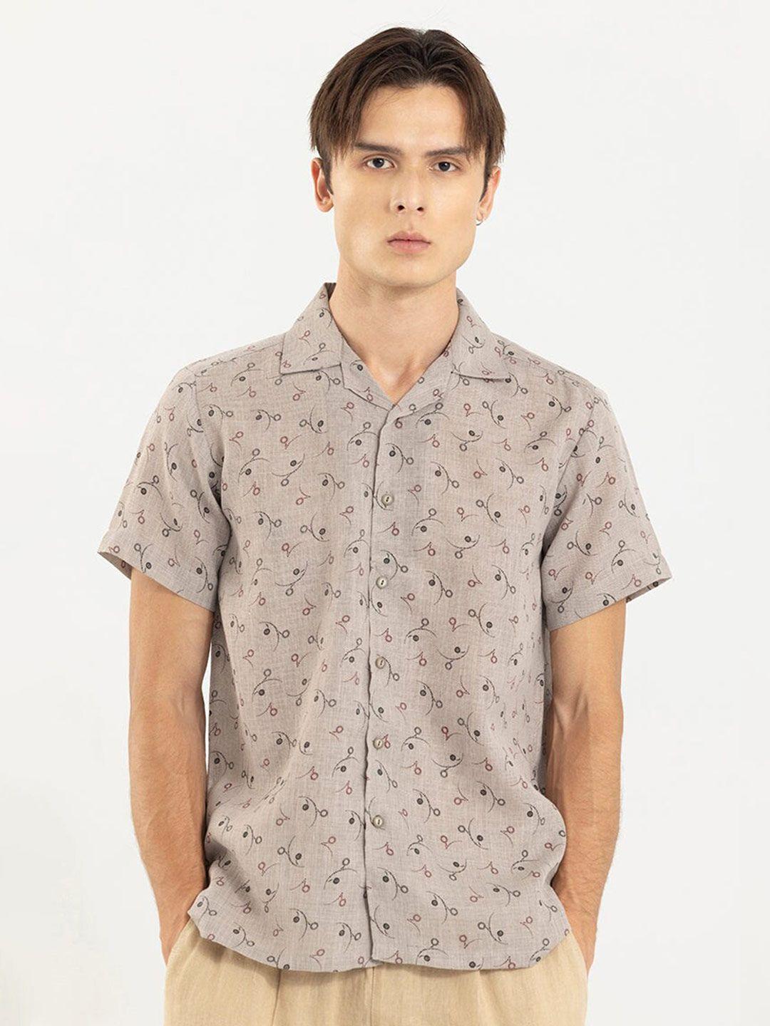 snitch classic conversational printed pure cotton casual shirt