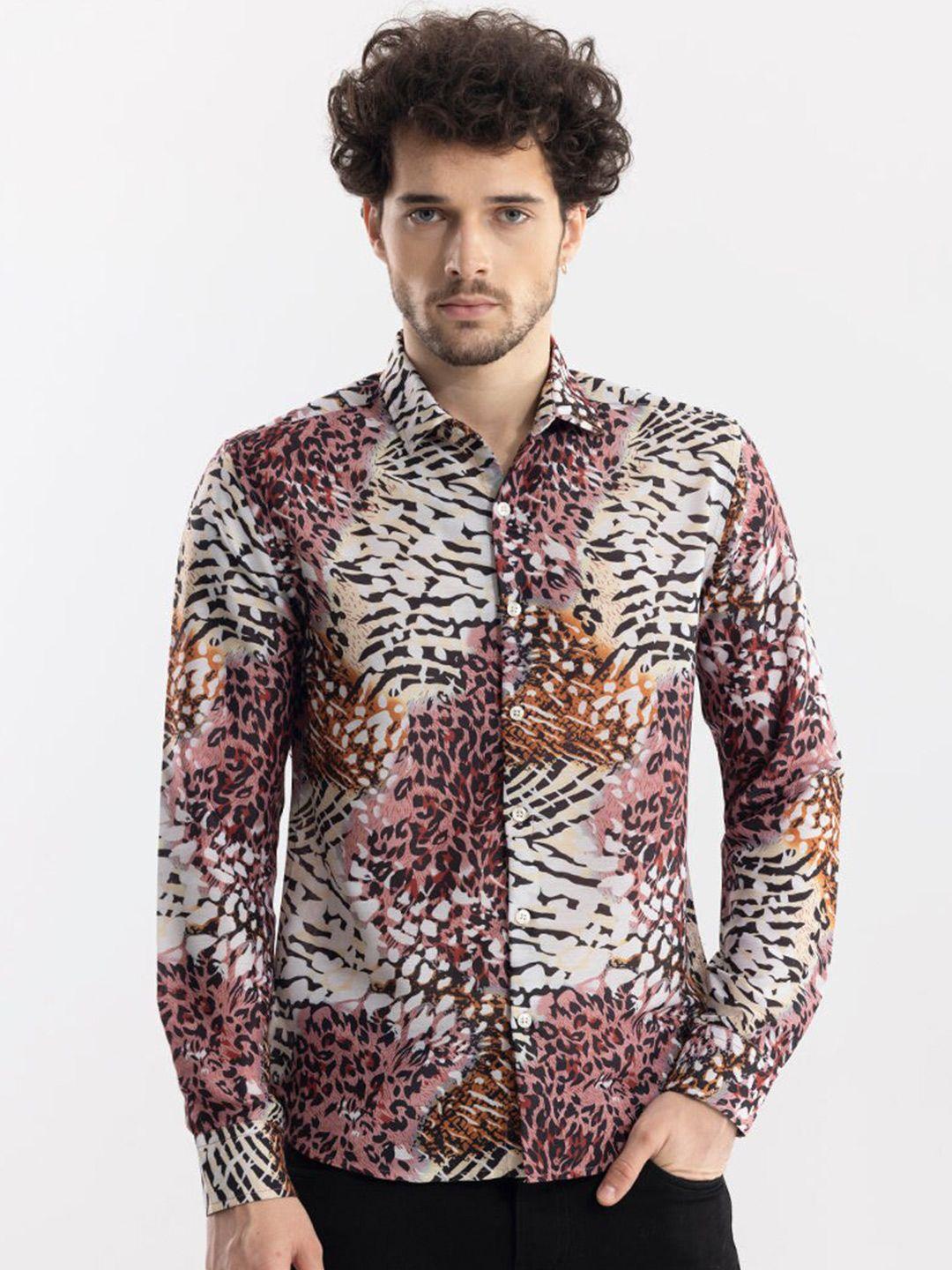 snitch classic slim fit animal printed cotton casual shirt