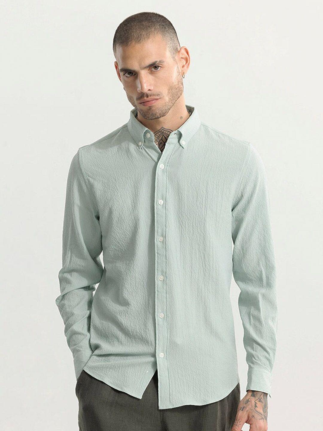 snitch classic slim fit button-down collar cotton casual shirt