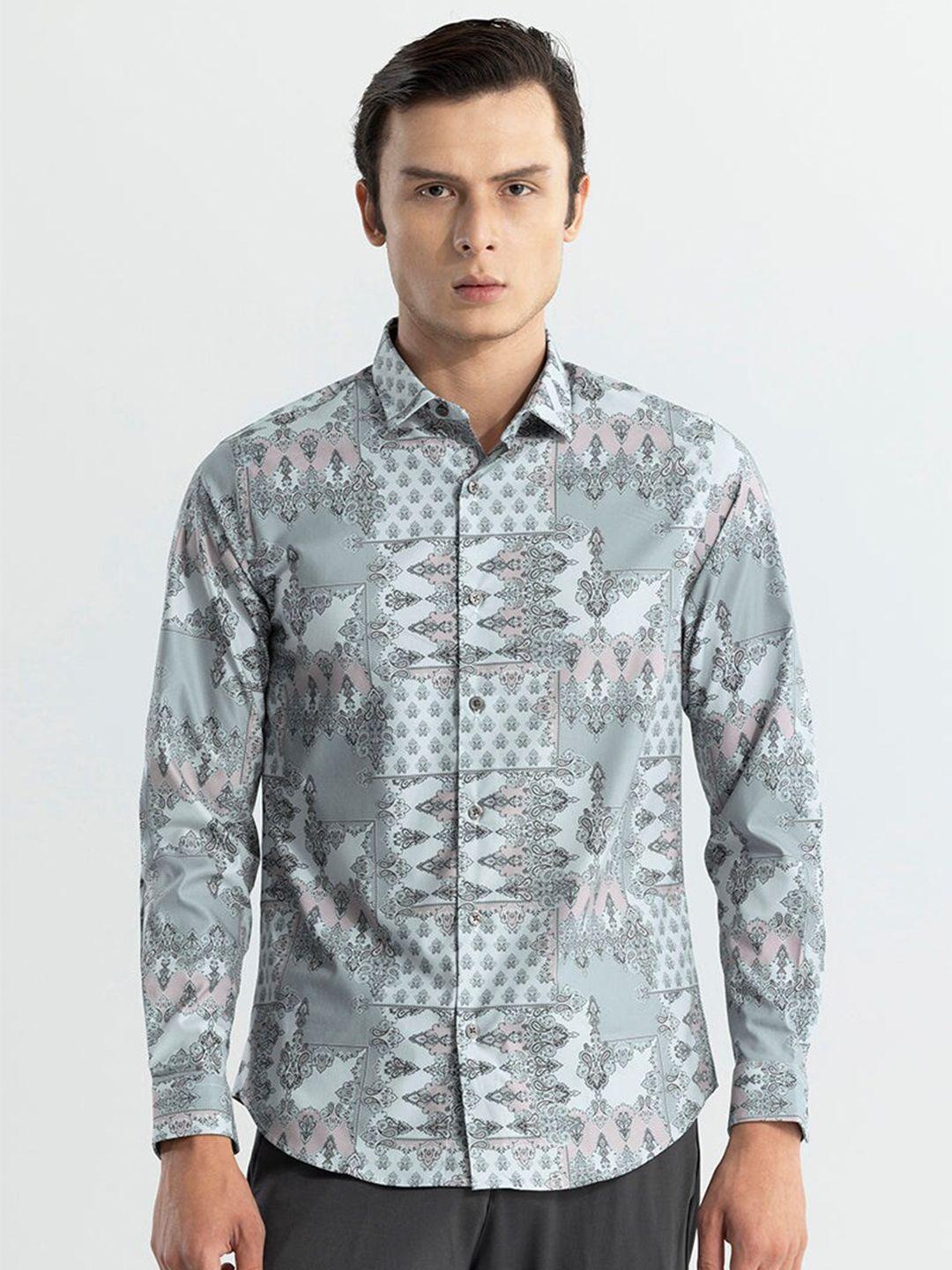 snitch ethnic motifs printed classic slim fit casual shirt