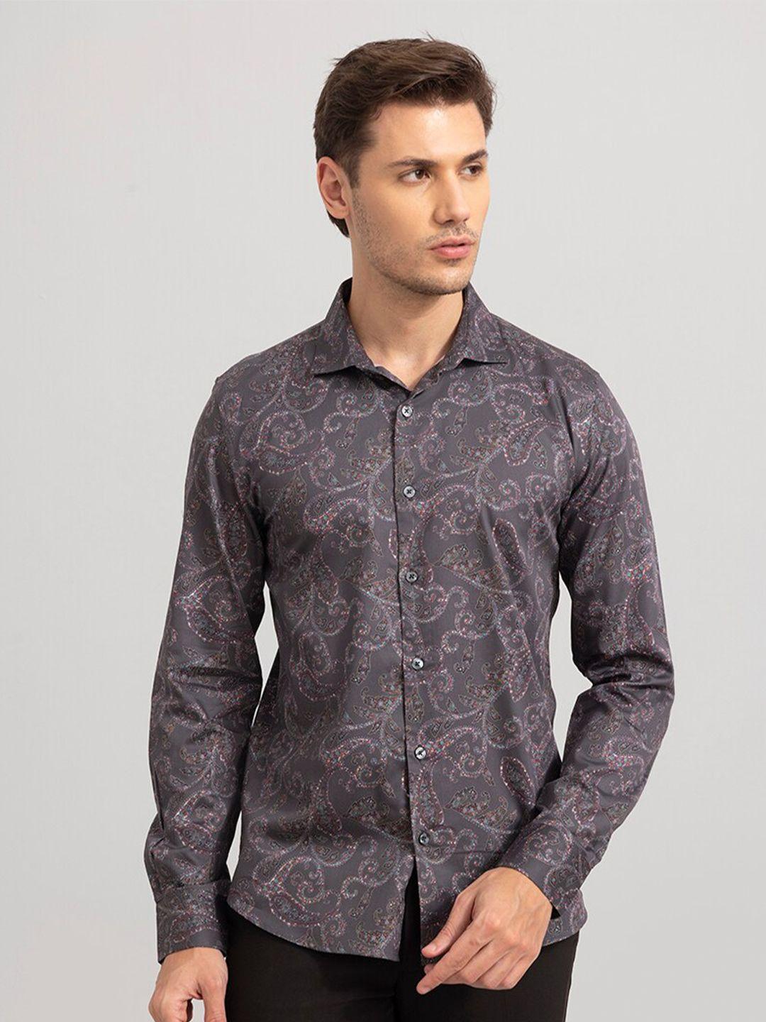 snitch ethnic motifs printed slim fit cotton casual shirt