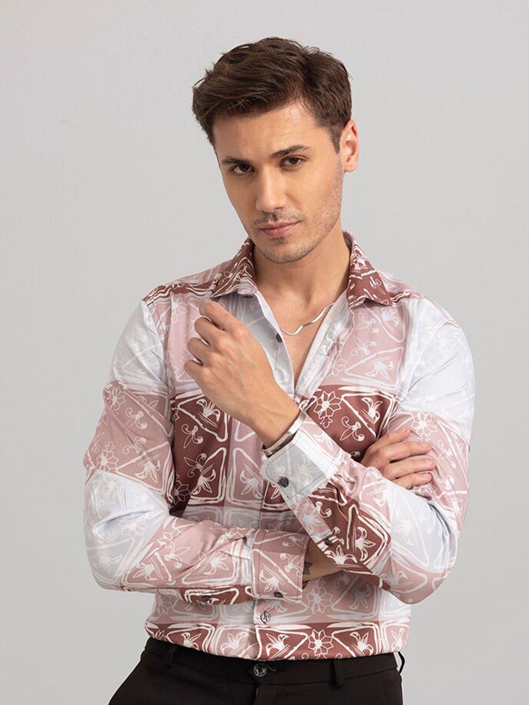 snitch ethnic printed slim fit casual cotton shirt