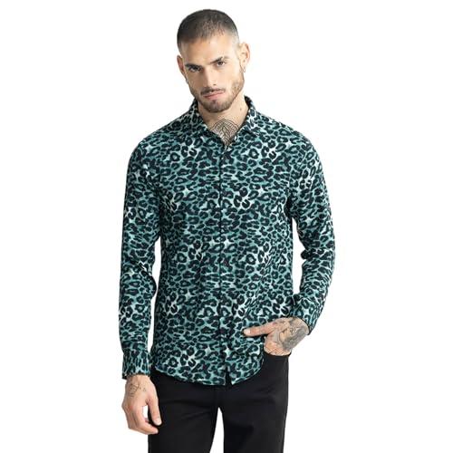 snitch green leopard print rayon shirt