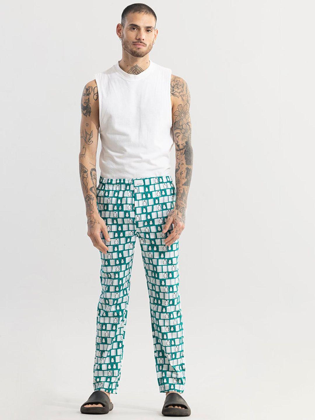 snitch green men printed cotton lounge pants