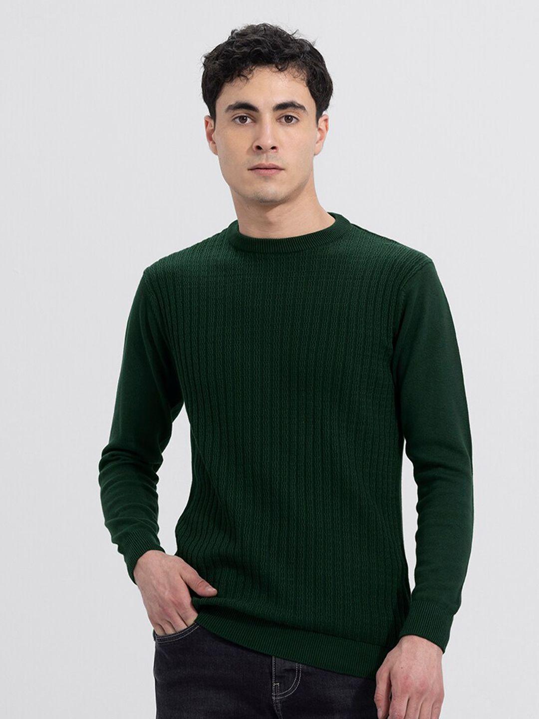 snitch green ribbed cotton pullover sweater