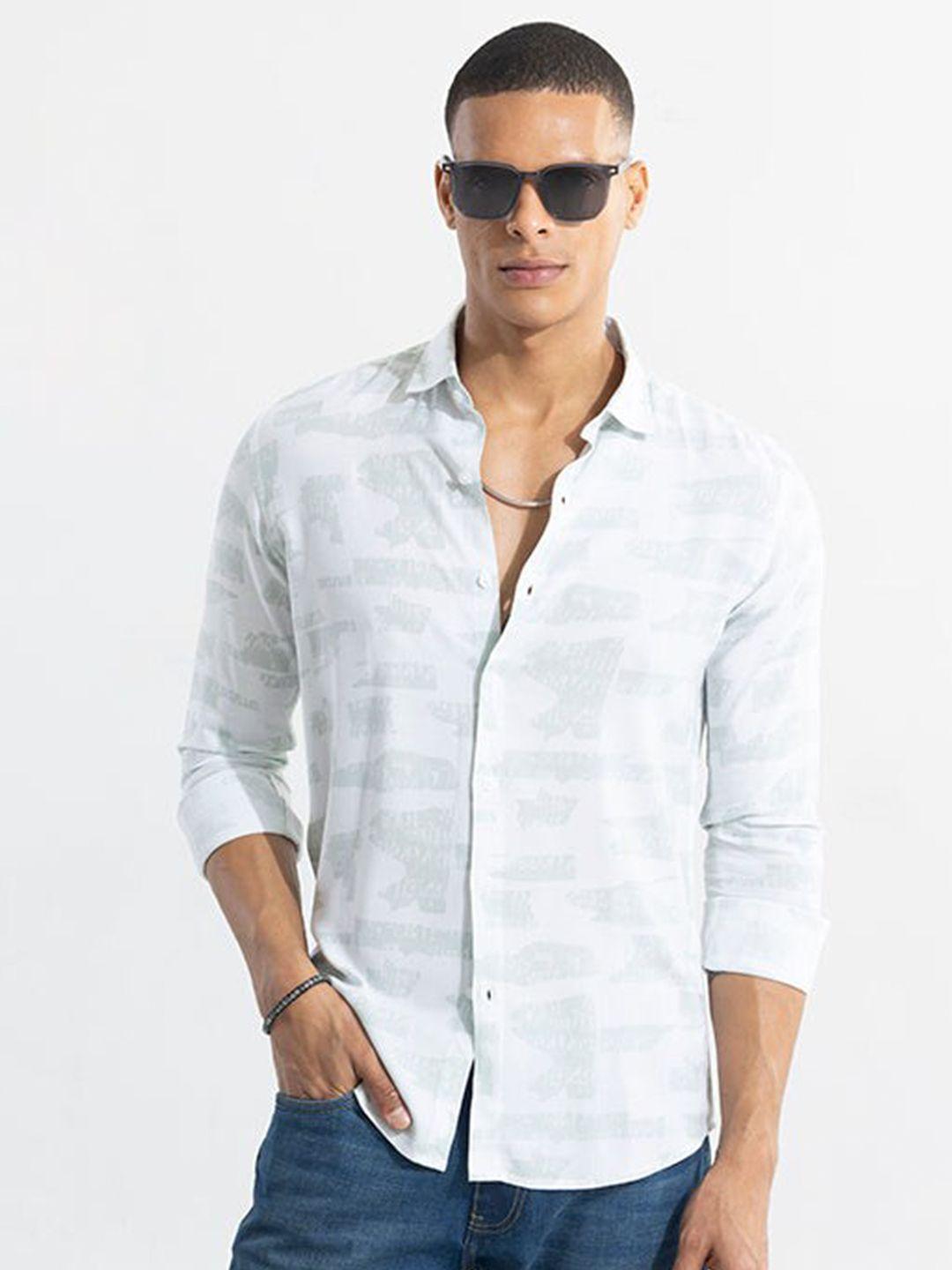 snitch grey classic fit abstract printed pure cotton casual shirt