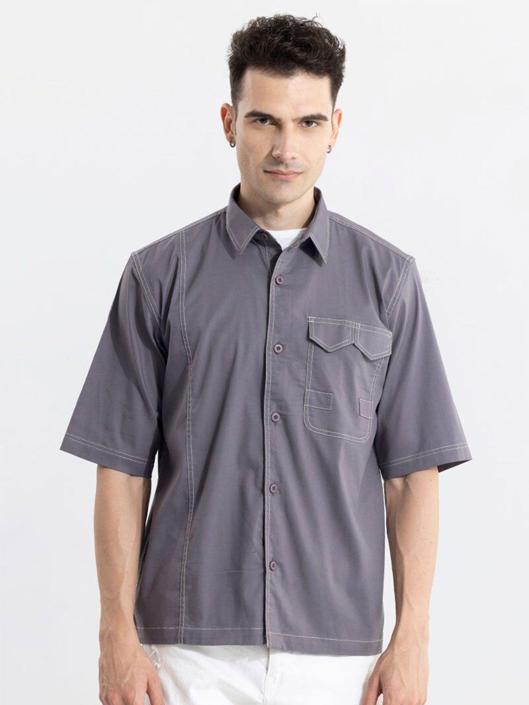 snitch grey classic pure cotton oversized casual shirt