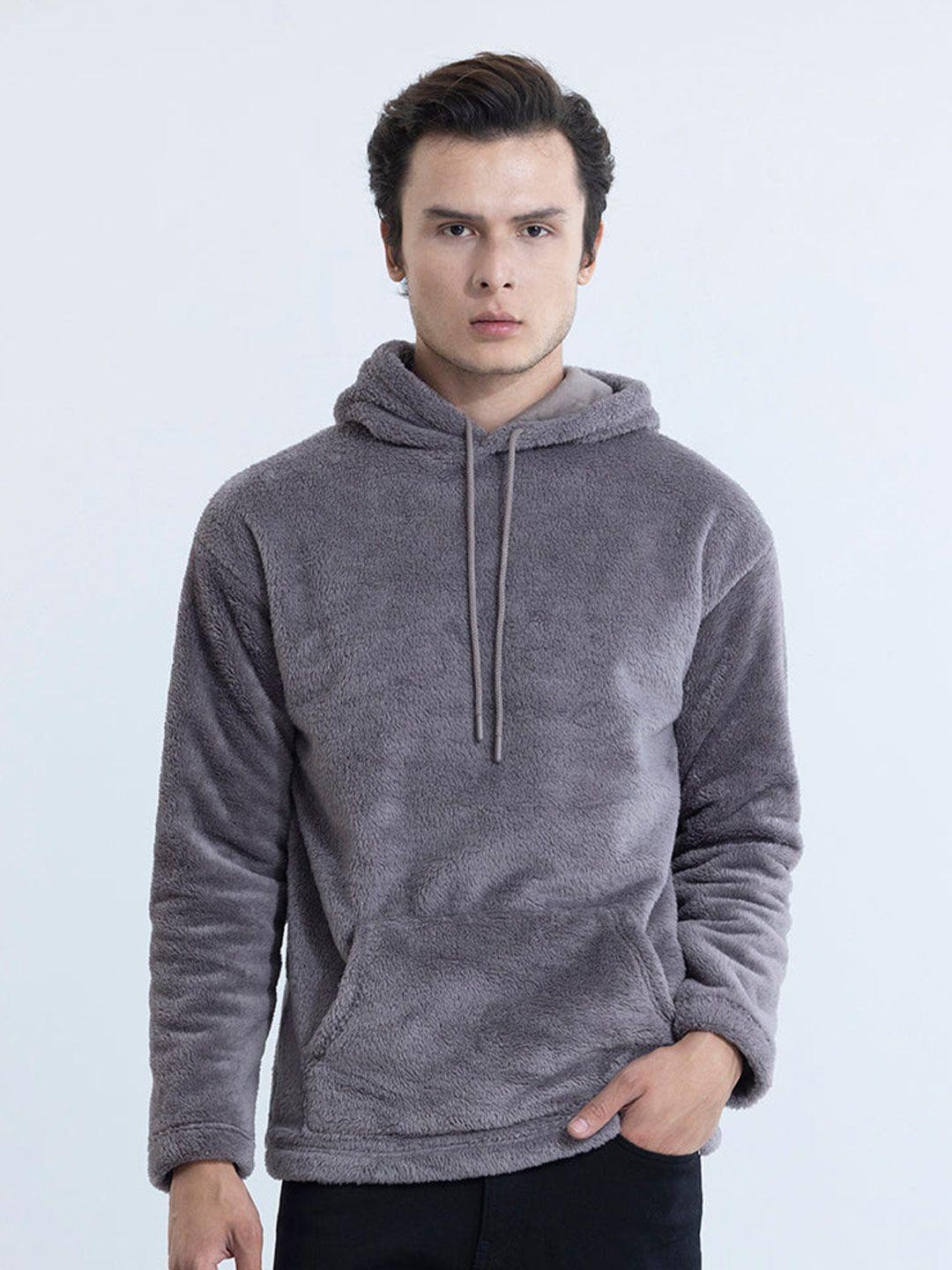 snitch grey hooded pure cotton pullover sweatshirt