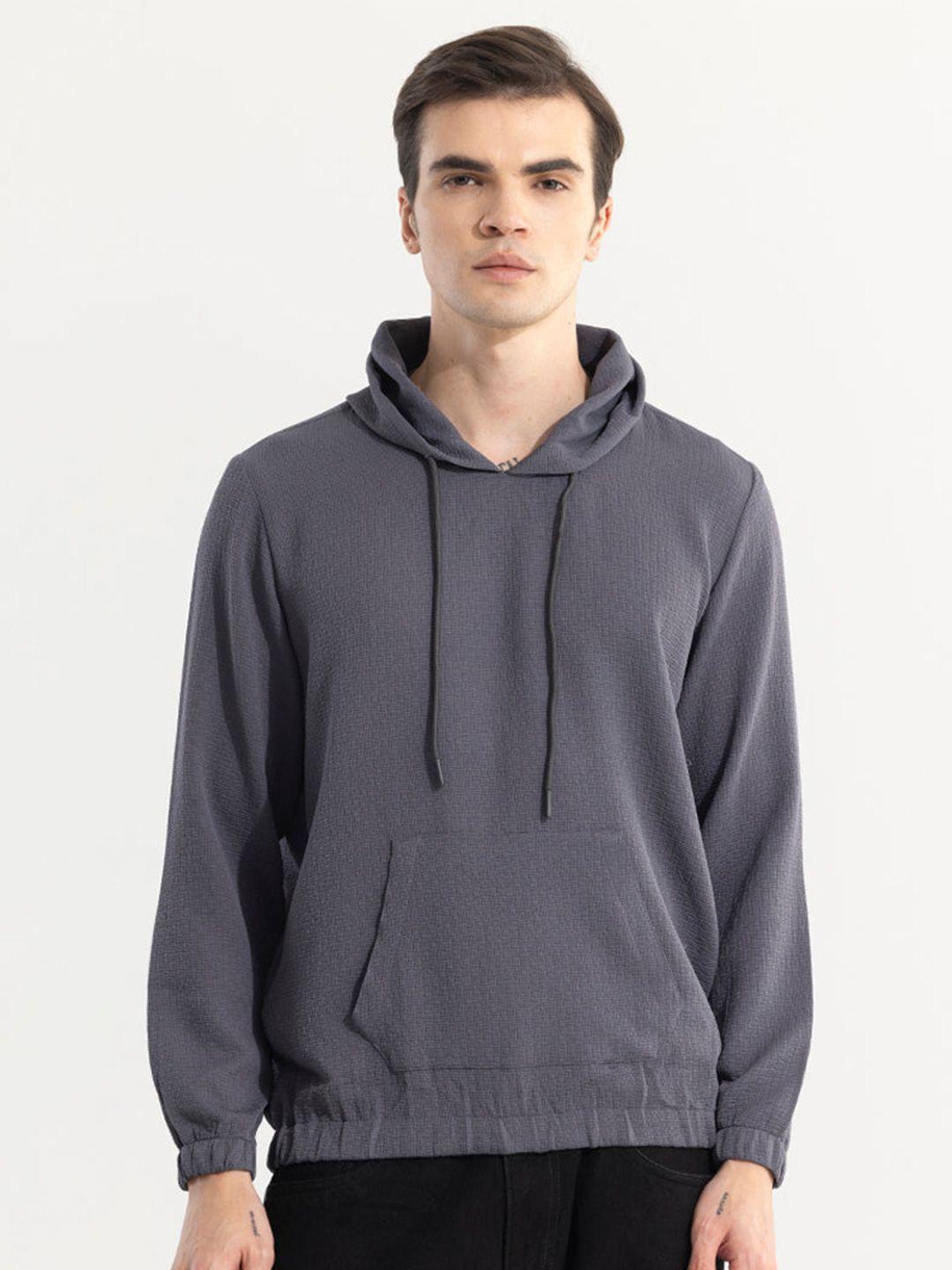 snitch grey self design hooded pullover