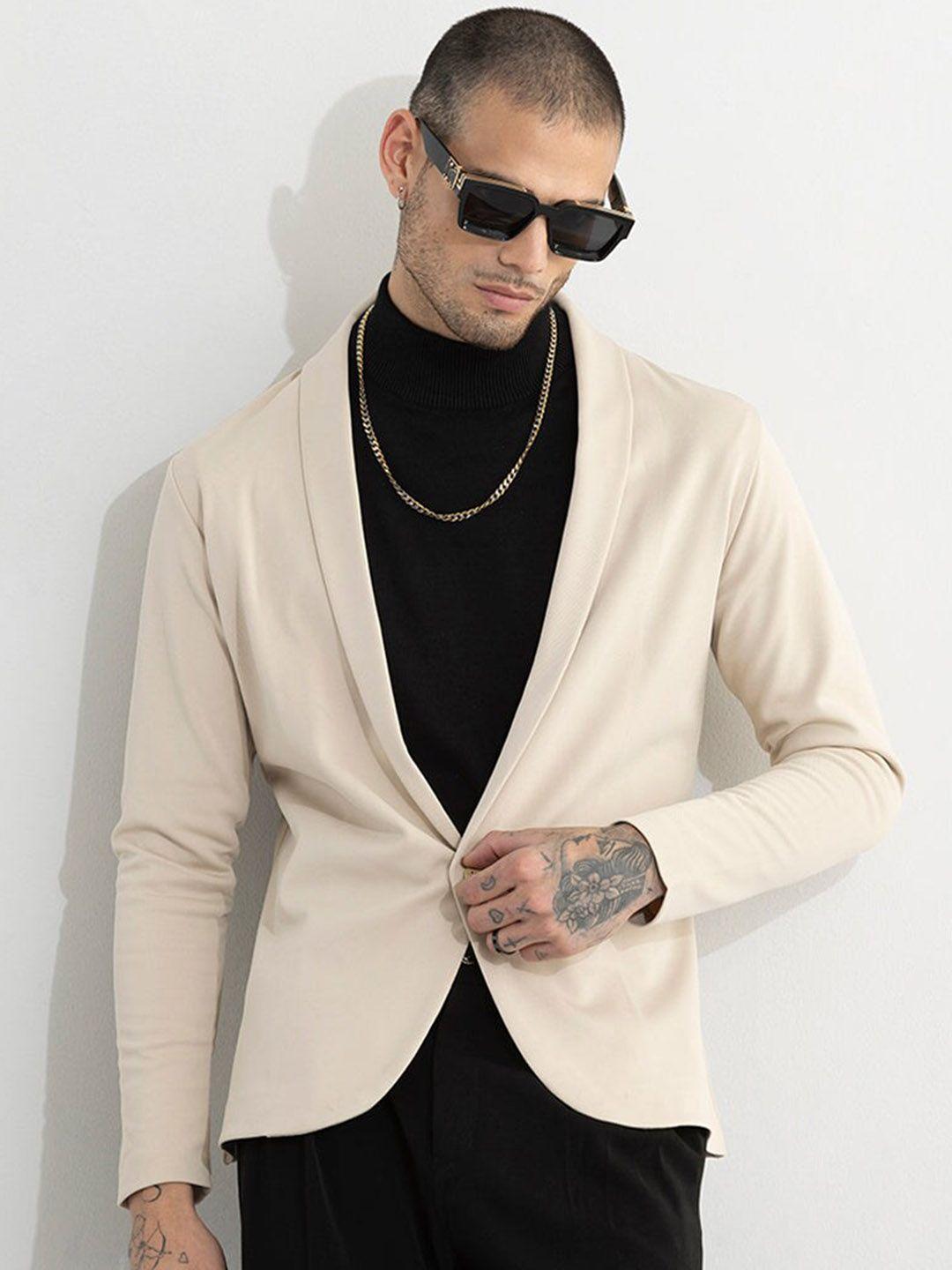 snitch grey single-breasted shawl-collar long sleeves cotton blazer