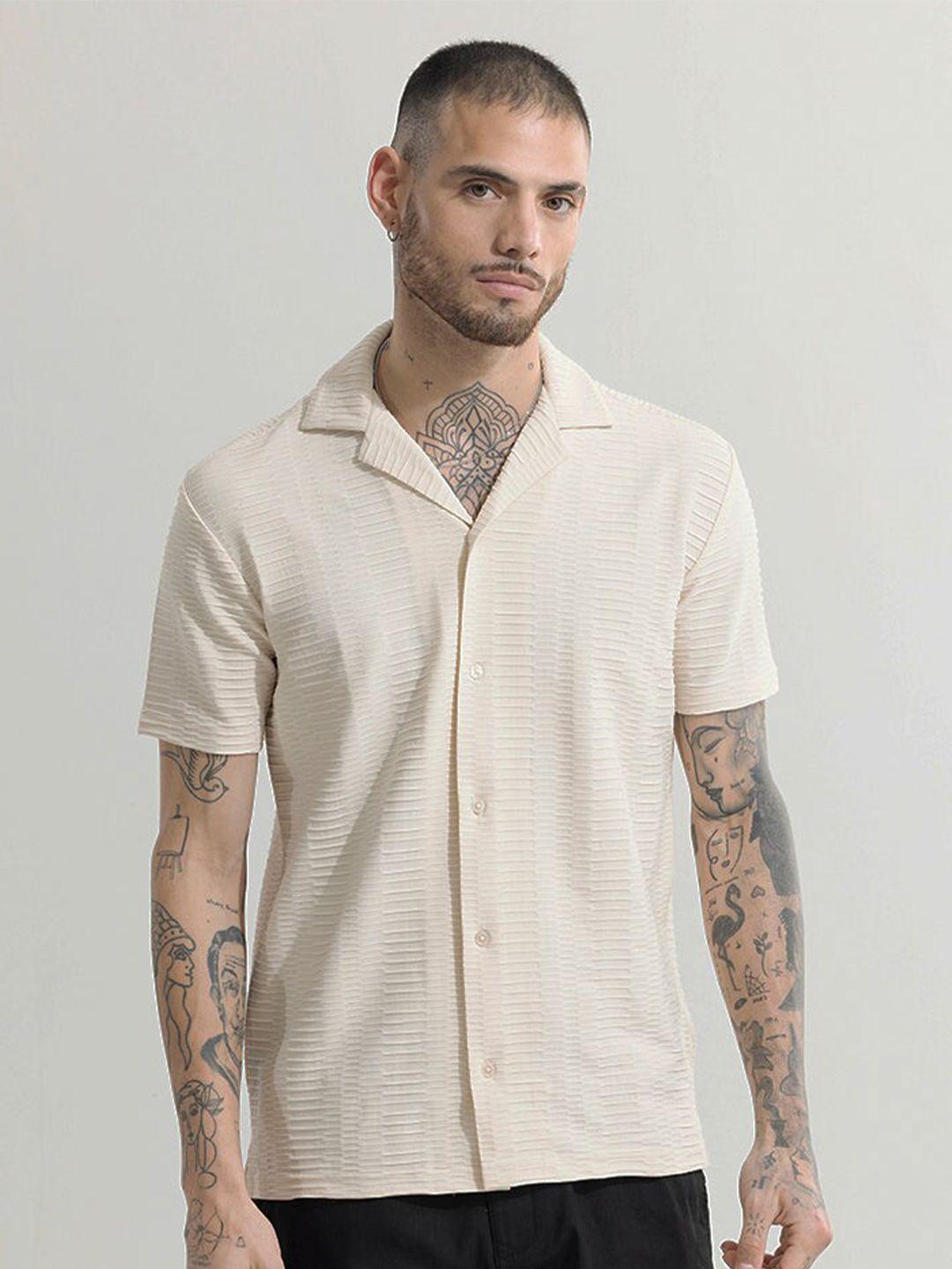 snitch horizontal stripes classic boxy casual shirt