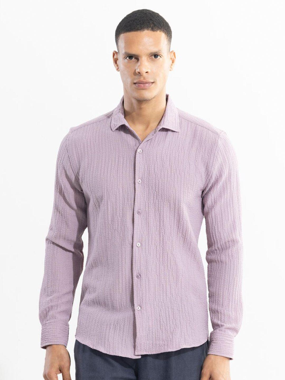 snitch lavender classic slim fit opaque casual shirt