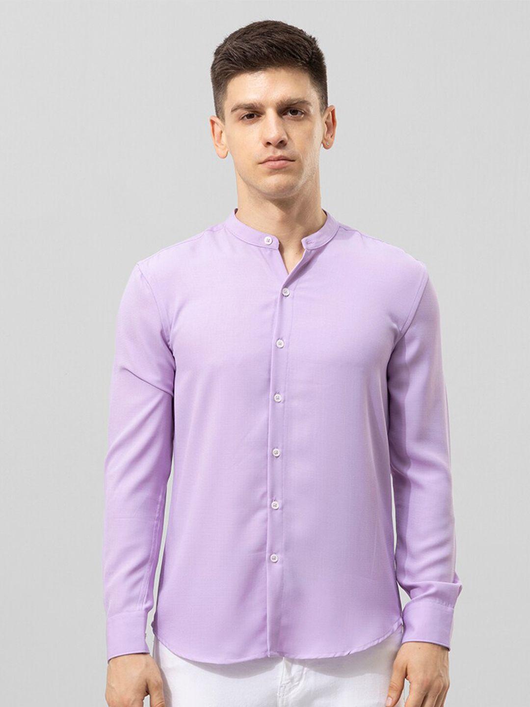 snitch lavender classic slim fit opaque cotton casual shirt