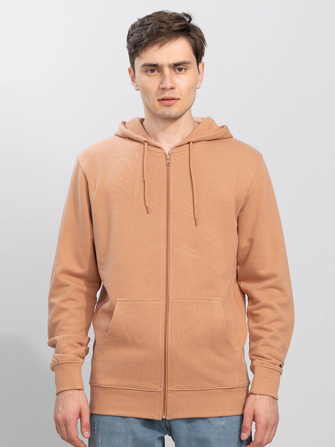 snitch men brown hooded cotton sweatshirt