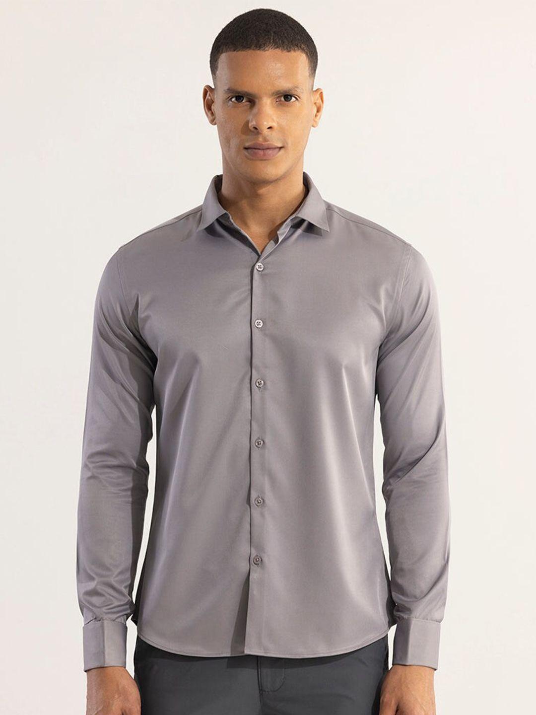 snitch men classic slim fit opaque casual shirt