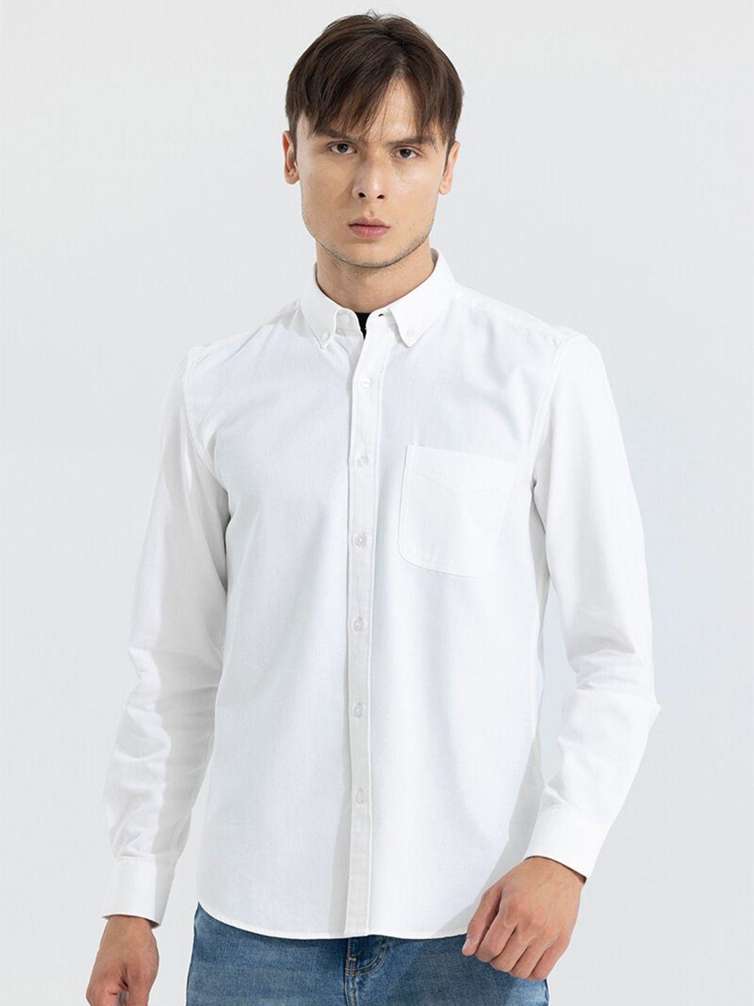 snitch men classic slim fit opaque cotton casual shirt