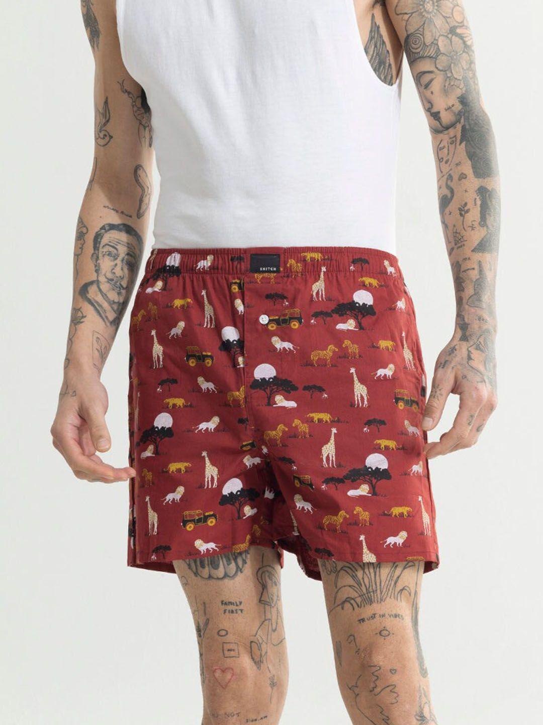 snitch men conversational printed cotton boxers