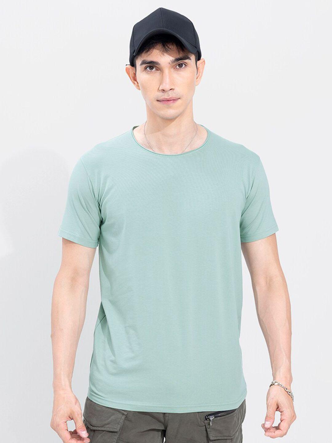 snitch men green slim fit t-shirt