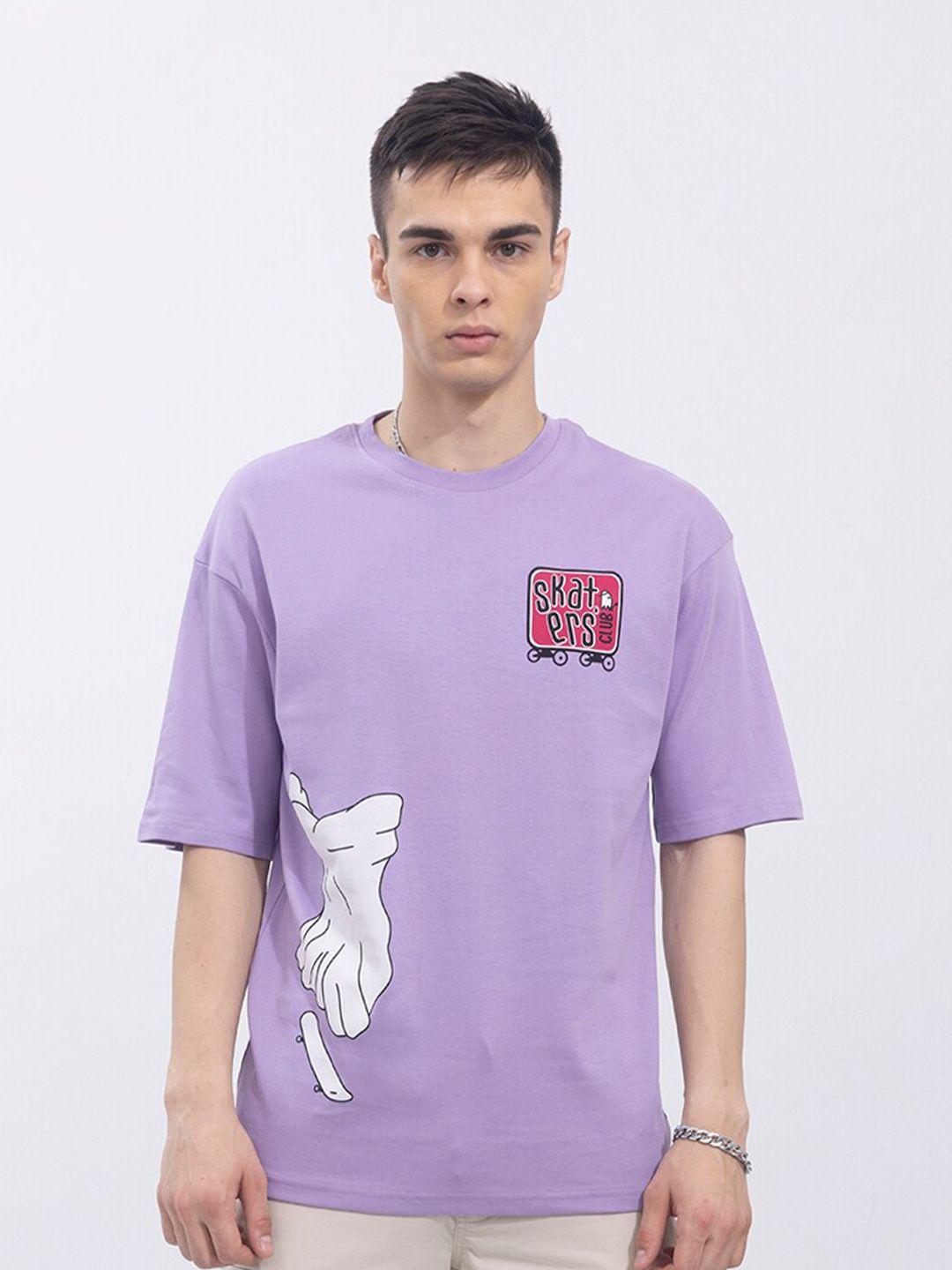 snitch men lavender cotton loose t-shirt