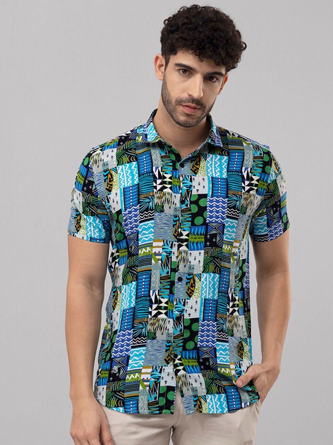 snitch men multicoloured classic slim fit opaque printed casual shirt