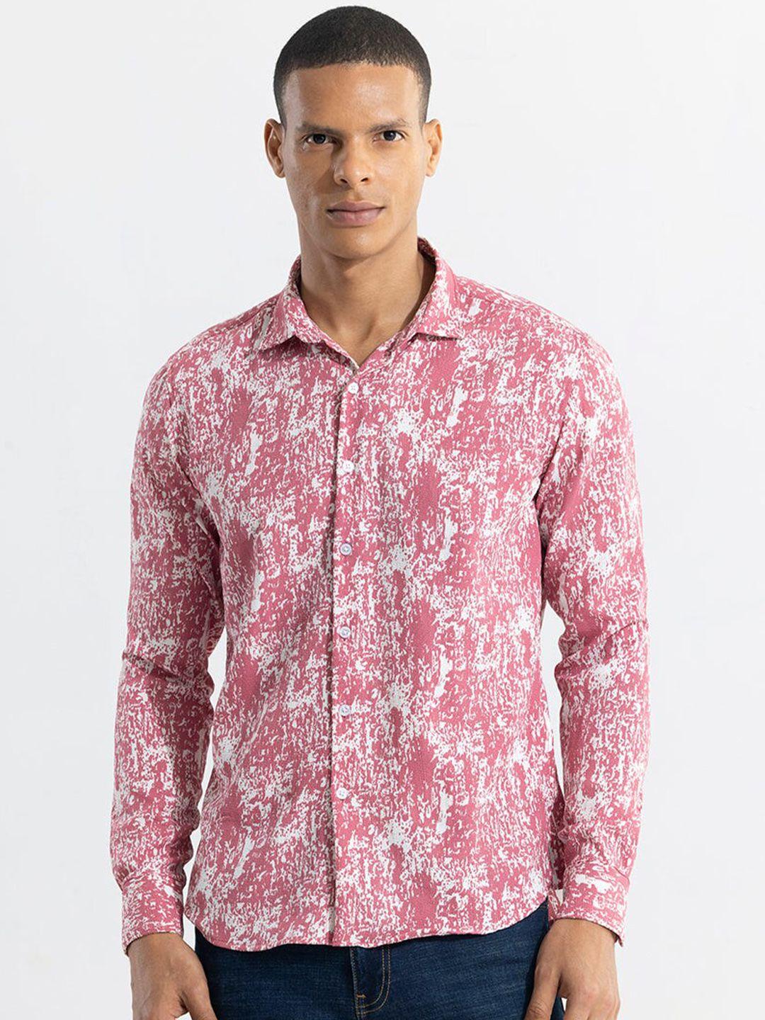 snitch men pink classic casual shirt