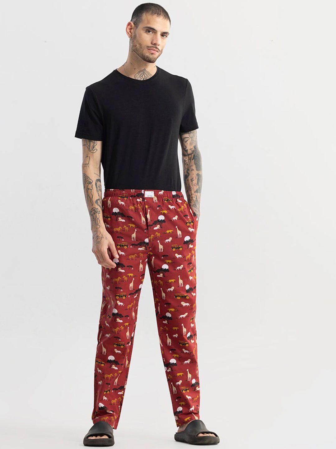 snitch men printed cotton straight-leg lounge pants