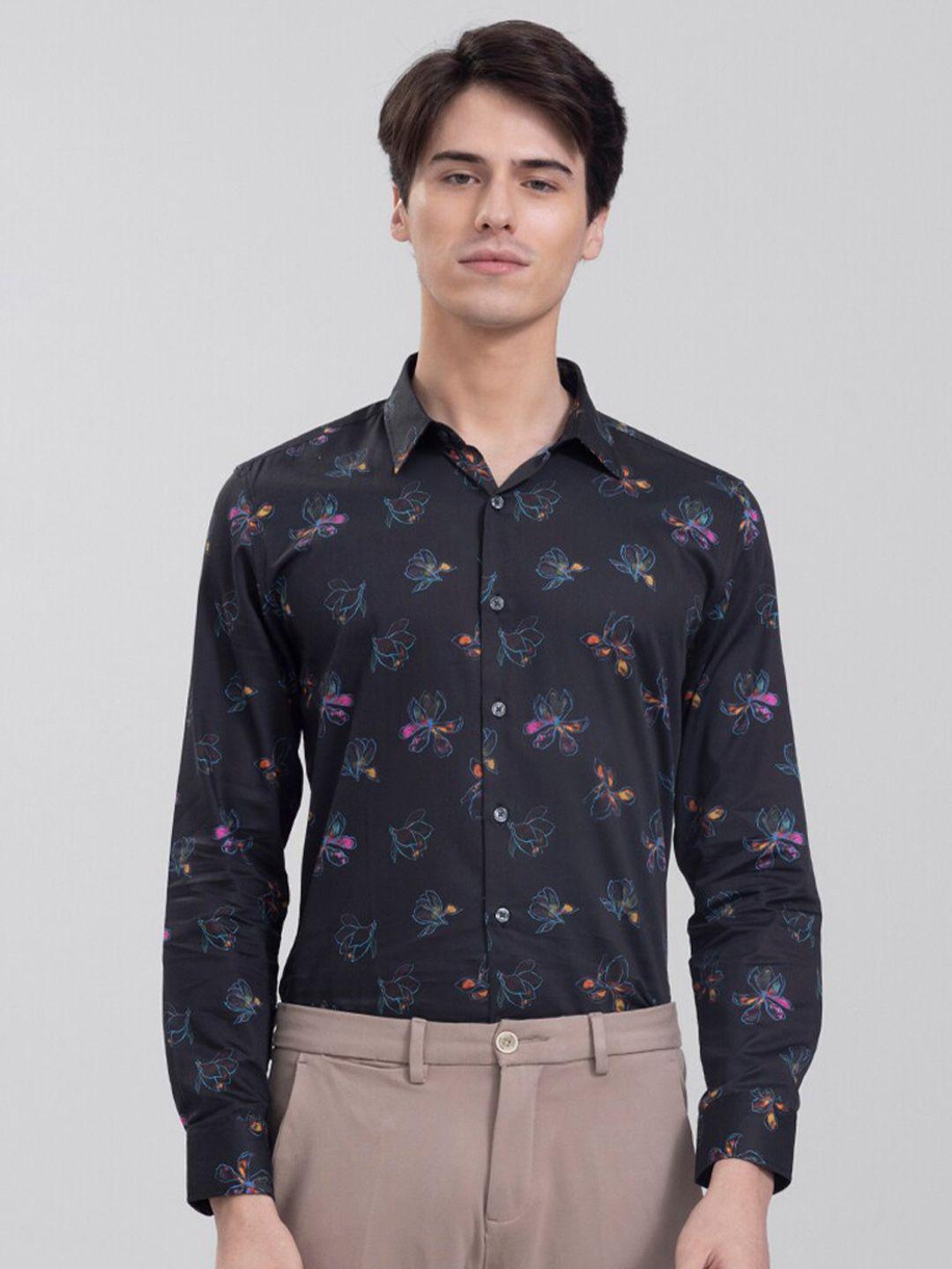 snitch men slim fit floral printed casual cotton shirt