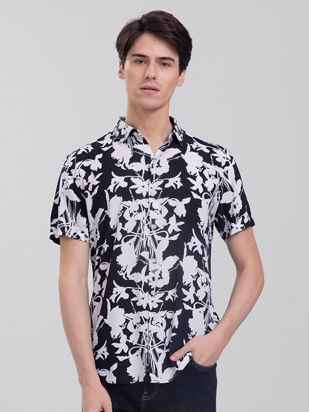 snitch men slim fit floral printed casual shirt